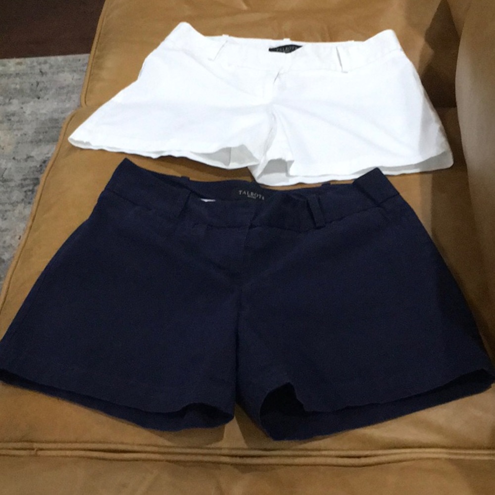 Two Pair of Talbots Shorts - one navy, one white
